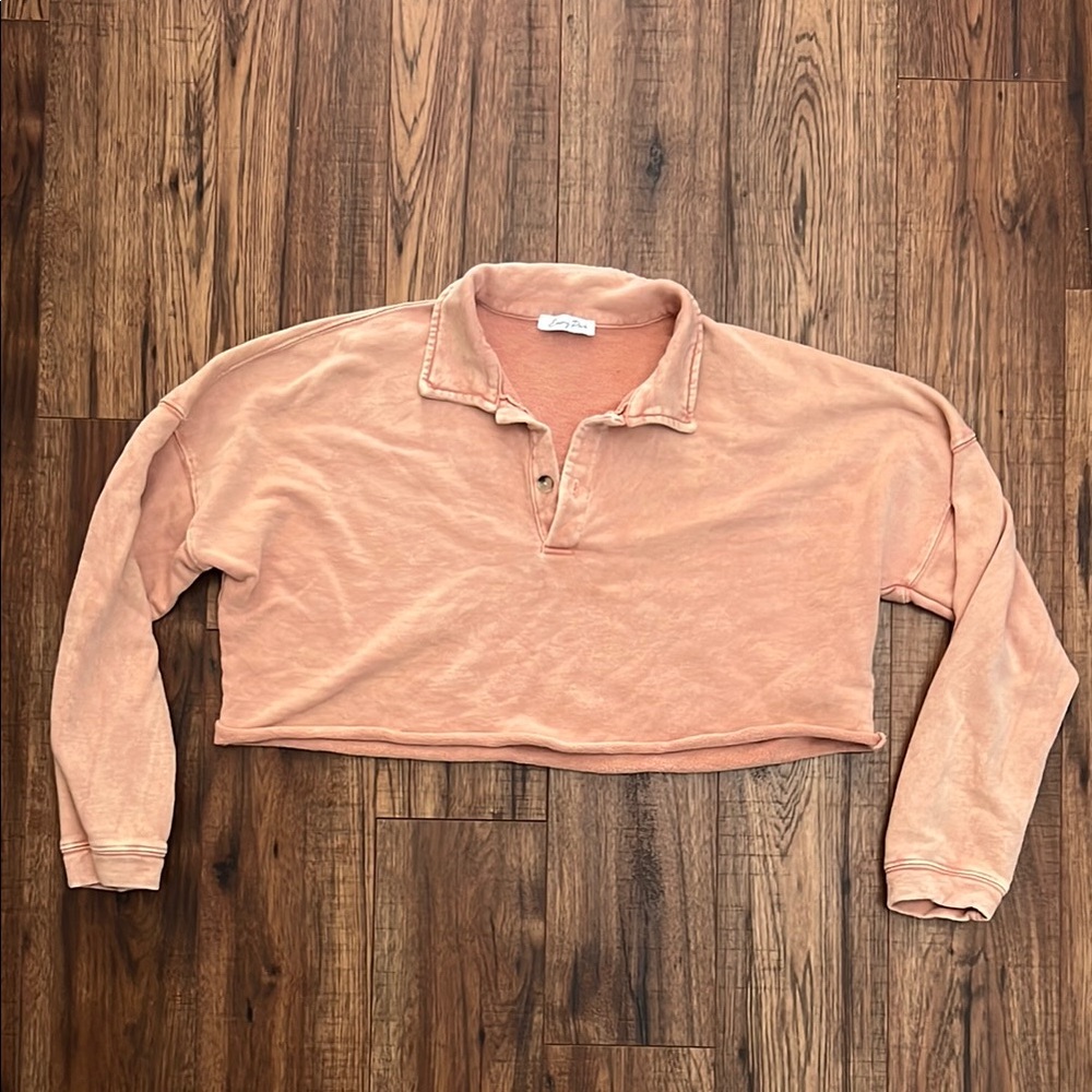 Cropped Neutral Polo Sweatshirt